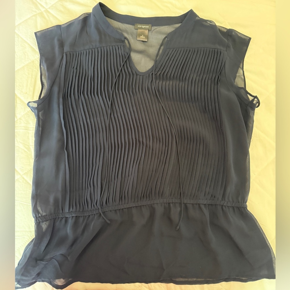 Ann Taylor Navy Blouse Size Small